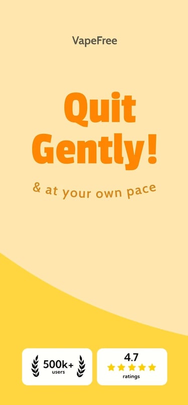 VapeFree marketing banner: Quit vaping gently and at your own pace