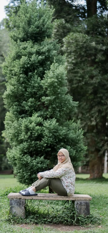 Sister portrait captured in the peaceful greenery of Botanical Garden Bedugul Bali.