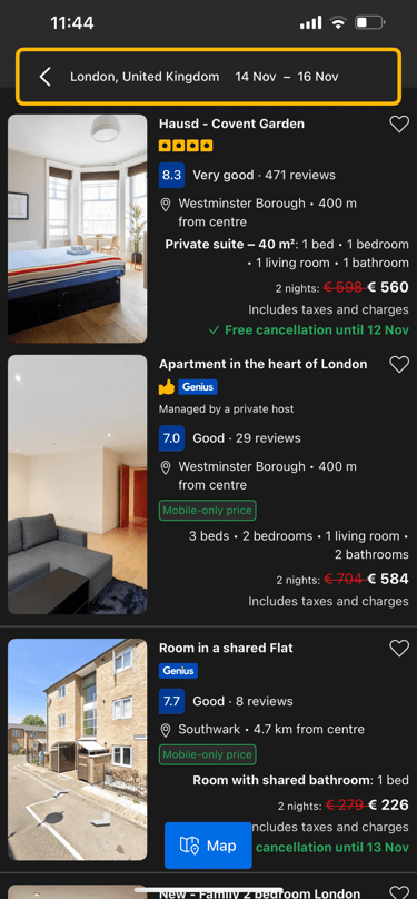 bookin.com mobile app screenshot