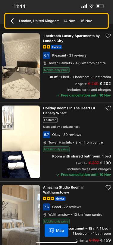 bookin.com mobile app screenshot