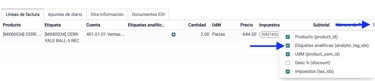 habilitar check de etiqueta analítica