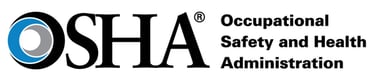 Official OSHA logo for the Occupational Safety and Health Administration with black and blue icons.