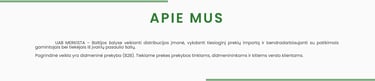 UAB Merkista about us section describing B2B wholesale distribution in Baltic countries.