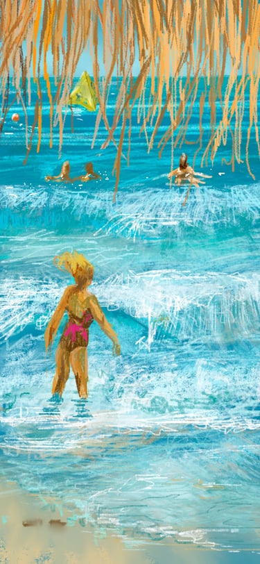 Women swimming - digital postcard