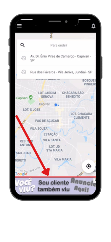 um telefone mostrando um mapa da localização