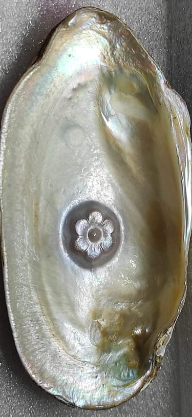 "Approx 10mm white flower-shaped designer cultured pearl–handcrafted using nucleus implantation-Prepared for export"