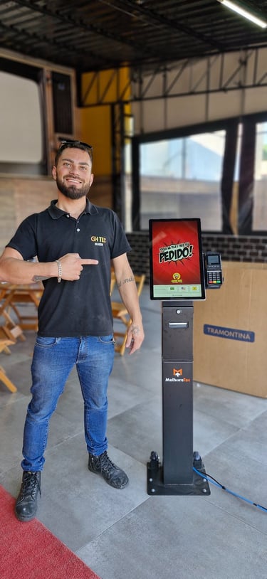 instalação totem automação super dog do xuxa jaraguá do sul