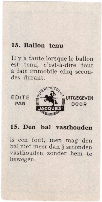 1933 Jacques Chocolat Les Sports Illustres Type 2 #15 Den bal vasthouden