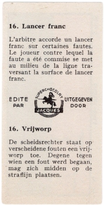 1933 Jacques Chocolat Les Sports Illustres Type 2 #16 Vrijworp