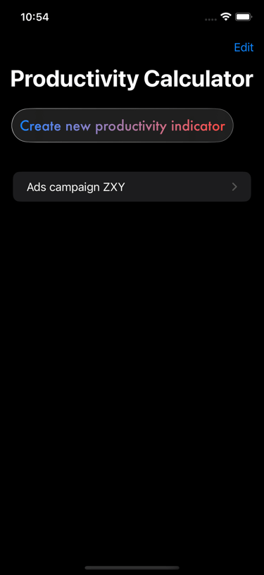 Main menu screen Productivity Wizard app
