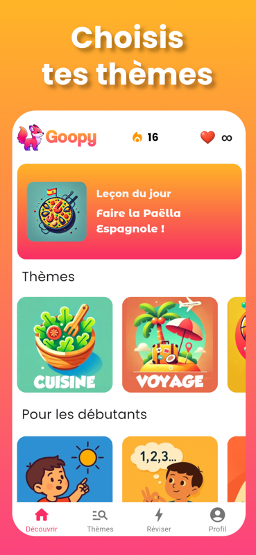 Choisis tes thèmes pour apprendre l'anglais
