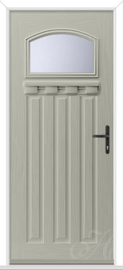 silk grey RAL 7044 front door cottage style with 3 diamond glass panels