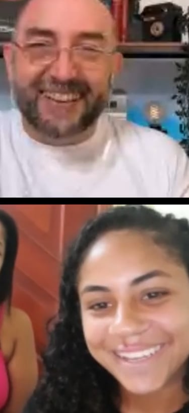 a man and woman are on a video chat