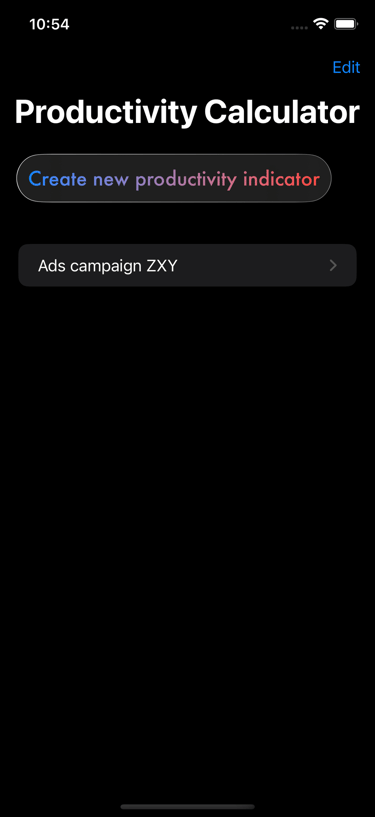 Main menu screen Productivity Wizard app
