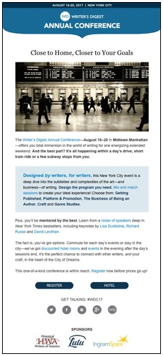 Writer's Digest Annual Conference email