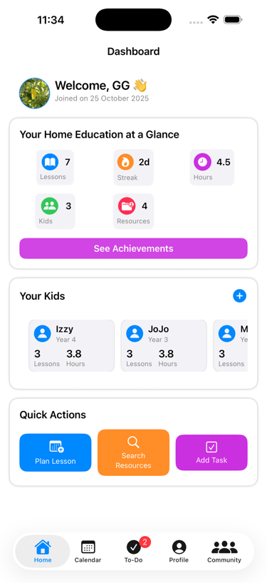 smart home educational manager app home screen