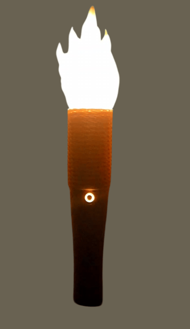 lit torch recreating the light of a flickering flame
