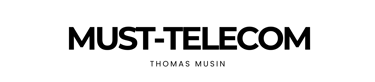 MUST-TELECOM brand logo featuring Thomas Musin name in black minimalist typography.