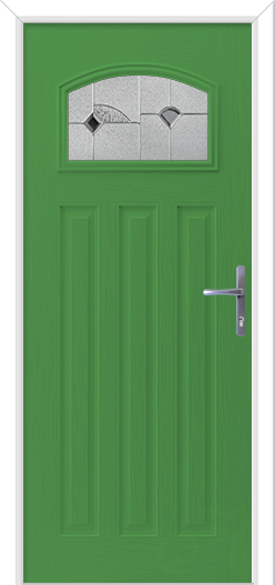 Pistachio green composite door. 30s style door with pattern glass