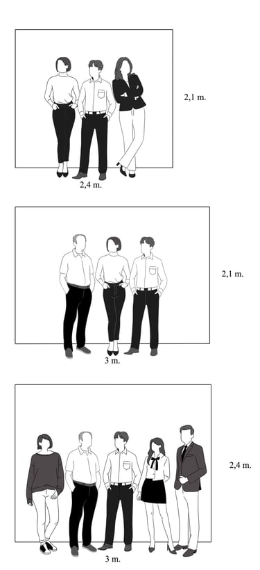 Foto sienelių dydžiai palyginus su 180 cm. asmenimis