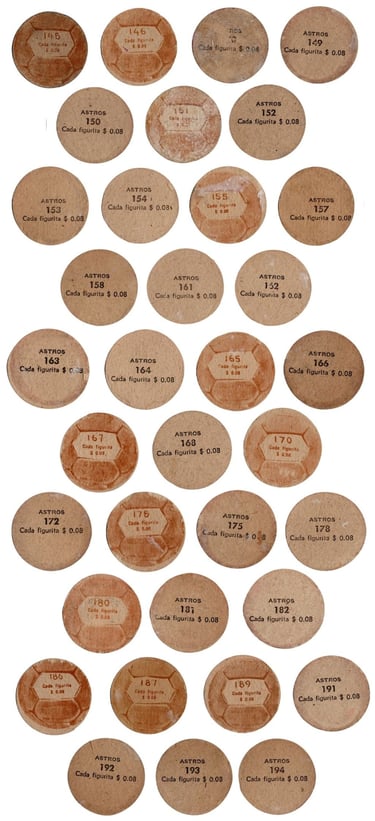 1961 Astros Del Deporte Discs Basketball Cards from Uruguay (backs 1)