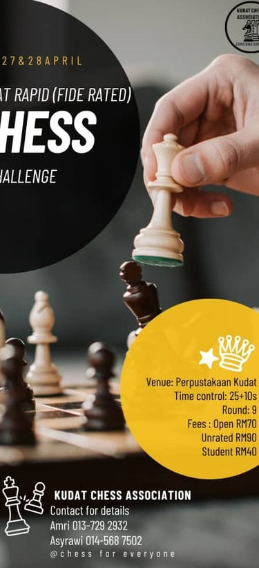Catur Malaysia Kudat Rapid (FIDE Rated) Chess Challenge 2024. Malaysia Chess Events 