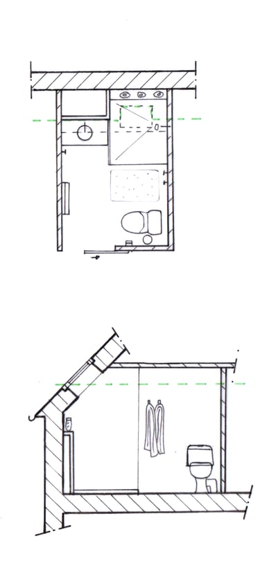 Maison H. Plans salle d'eau sous combles projet