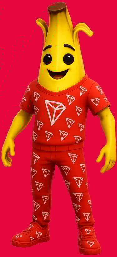 a banana banana peeler wearing a red shirt and pants