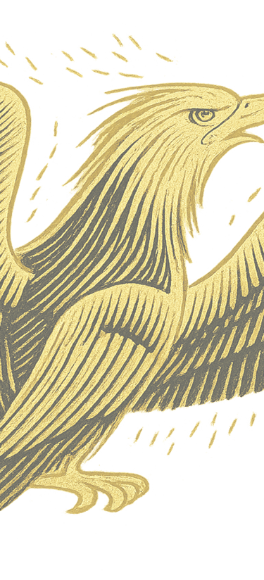 Golden eagle emblem with soft shadow