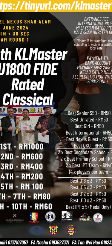 14th KL Master U1800 FIDE Rated Classical Chess Championship 2024. Catur Malaysia