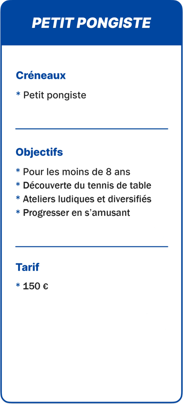 Petit pongiste - 150€