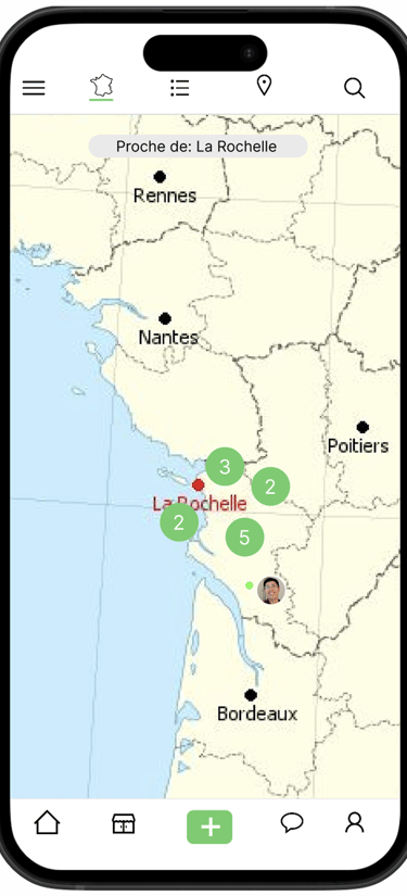 Géolocaliser mes voisins qui aiment le potager