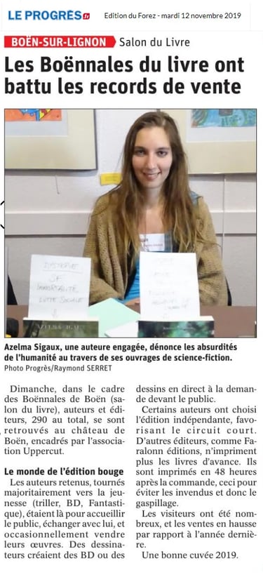 article la tribune le progrès loire boennales du livre autrice azelma sigaux