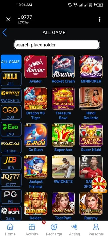 all games and category details - jq777 game APP.