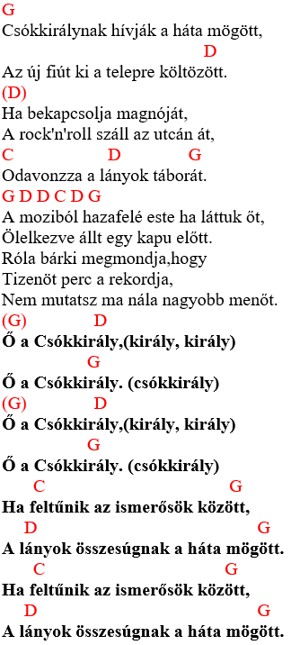 Fenyő Miklós - Csókkirály, szóveg + akkordok