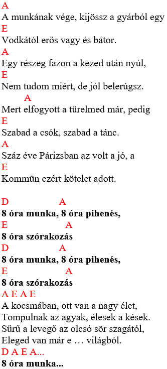 Gitár Akkordok Kezdőknek: Beatrice - Nyolc óra munka