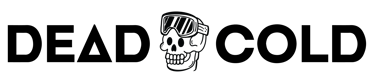 Dead Cold ski and snowboard brand logo featuring a skeleton wearing ski goggles