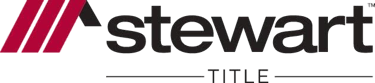 Official Stewart Title logo featuring a red roof symbol and black typography.