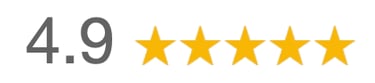 A customer feedback rating showing 4.9 stars out of 5 with yellow star icons.