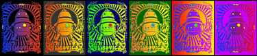 Group of Talbotics t-shirts with psychedelic design.