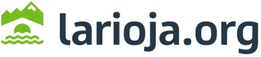 Official larioja.org logo featuring green mountain icons and dark blue sans-serif typography.
