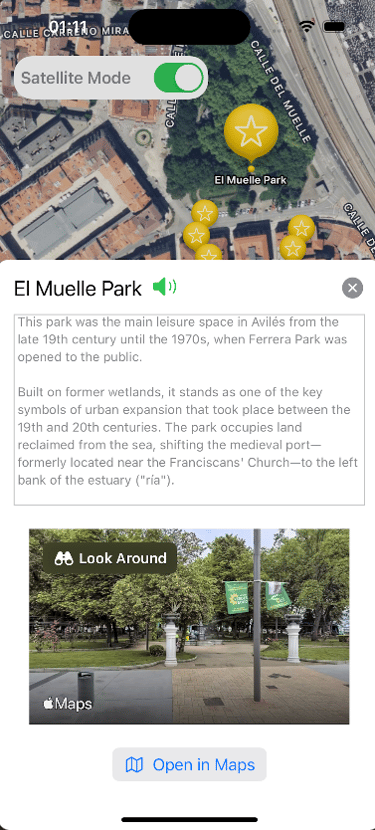 Look Around integrated in app Avilés Tourist Guide