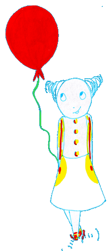 Dessin d'un enfant tenant un ballon à un anniversaire fête foraine lili avec ses comédiens