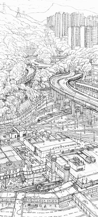 Urban sketch by Evgeny Bondarenko in Hong Kong