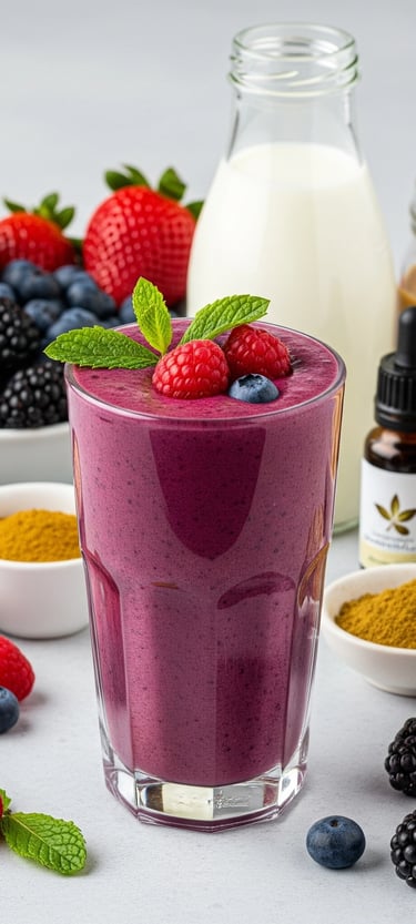 Mixed Berri Smoothie in a glass.