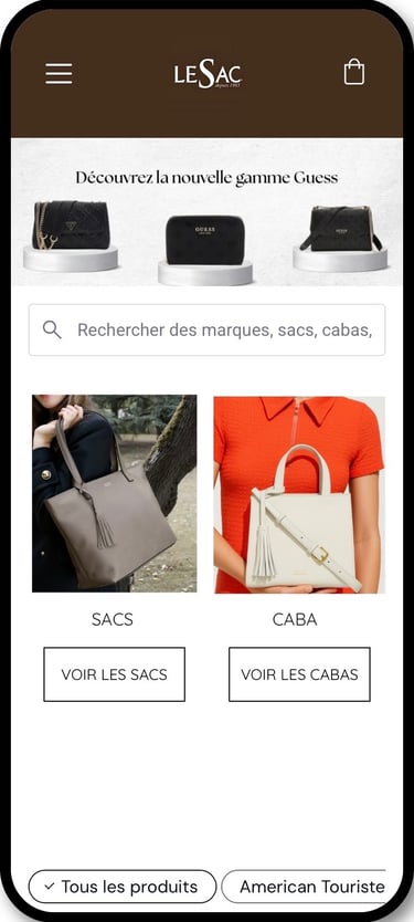 a mobile phone screen showing a photo of a woman's purse