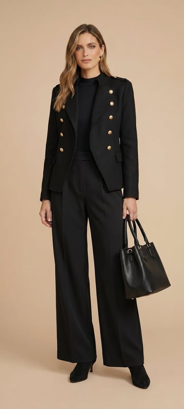 pantalon palazzo de pierna ancha tiro alto negro azabache para mujer