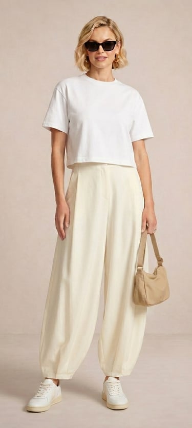 pantalon globo de saten blanco marfil para dama 