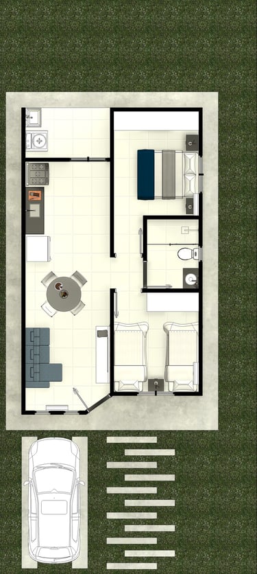 Planta baixa modelo 53m²