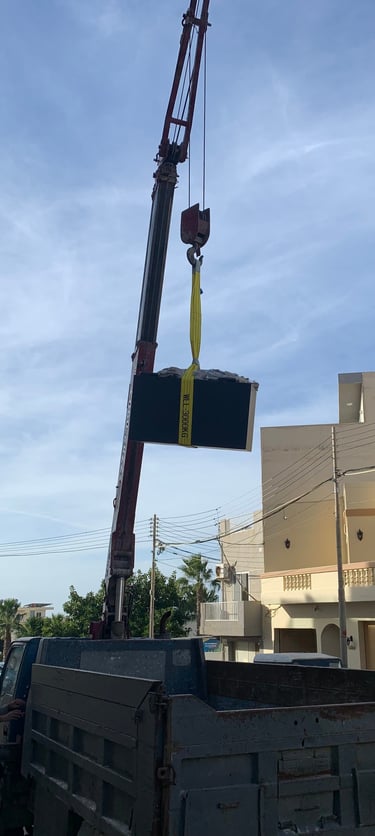 Crane delivery of heavy safe